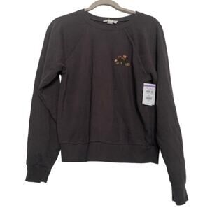 Treasure & Bond Brown Floral Embroidered Crewneck Sweatshirt M NWT